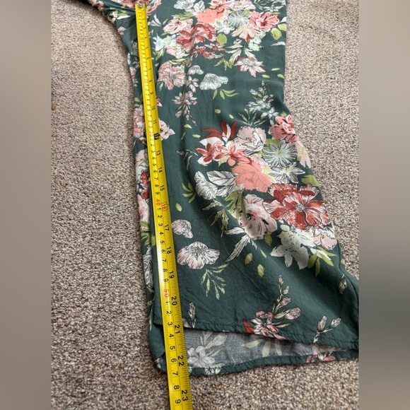 Xhilaration Green Floral Button Up Jumpsuit Size S Summer Flowy Wide Leg - Picture 7 of 10